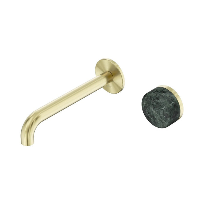 185mm Nero Serenity Progressive Lead-Free DZR Brass Wall Basin Mixer With Verde Alpi Handle