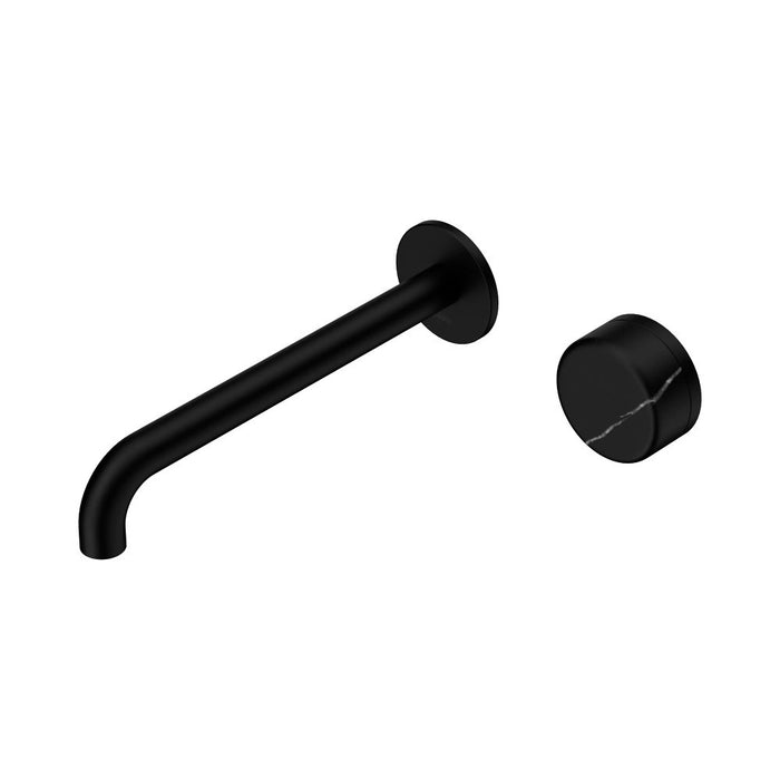 220mm Nero Serenity Progressive Lead-Free DZR Brass Wall Basin Mixer With Marquina Black Handle
