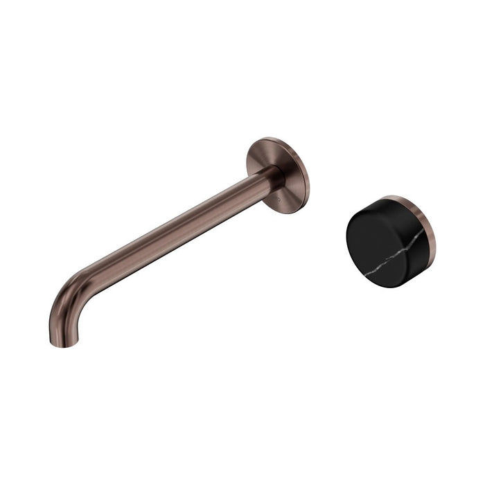 220mm Nero Serenity Progressive Lead-Free DZR Brass Wall Basin Mixer With Marquina Black Handle
