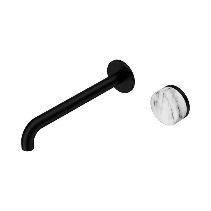 220mm Nero Serenity Progressive Lead-Free DZR Brass Wall Basin Mixer With Arabescato Corchia Handle