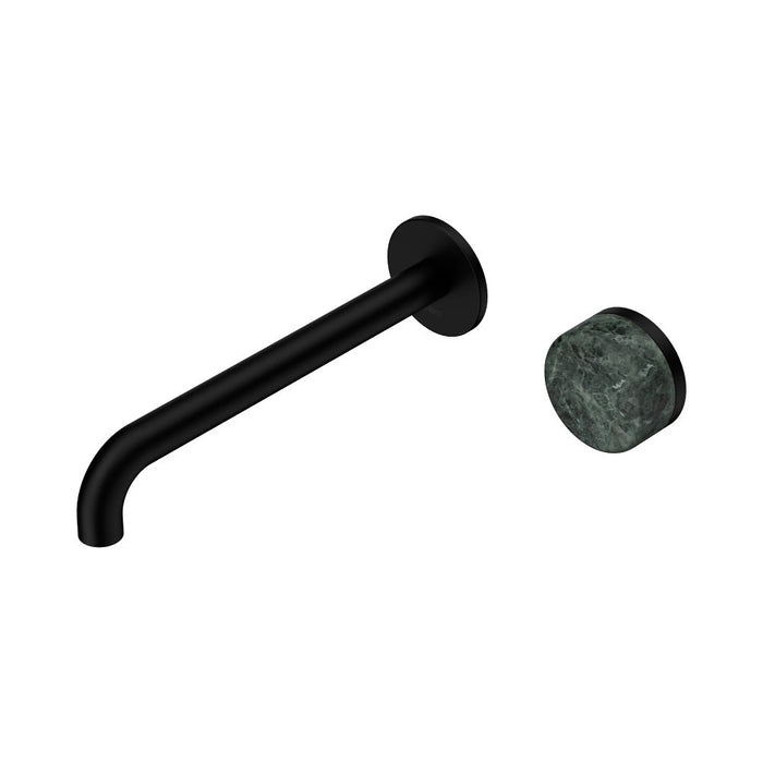 220mm Nero Serenity Progressive Lead-Free DZR Brass Wall Basin Mixer With Verde Alpi Handle
