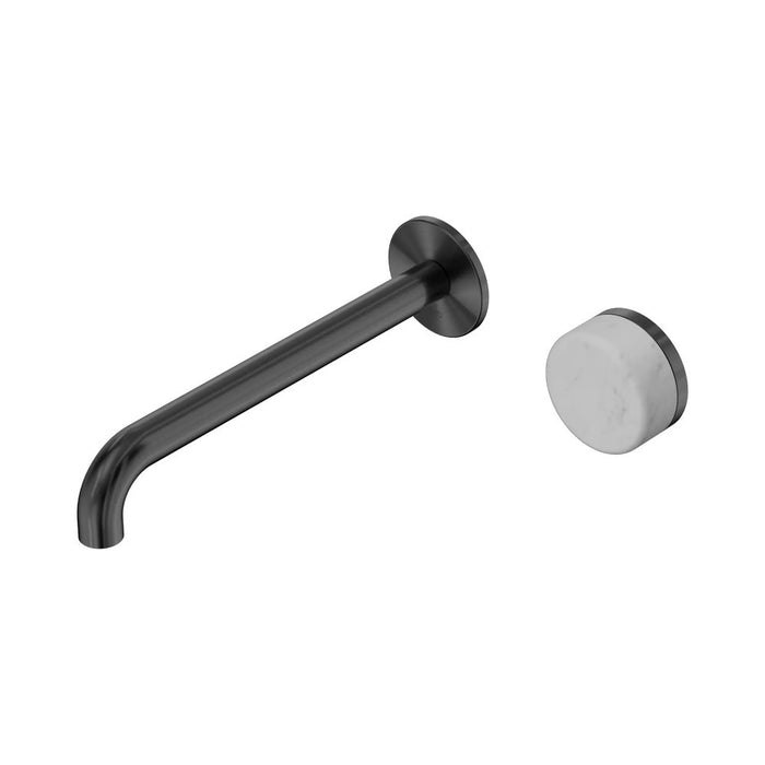 220mm Nero Serenity Progressive Lead-Free DZR Brass Wall Basin Mixer With Carrara Handle