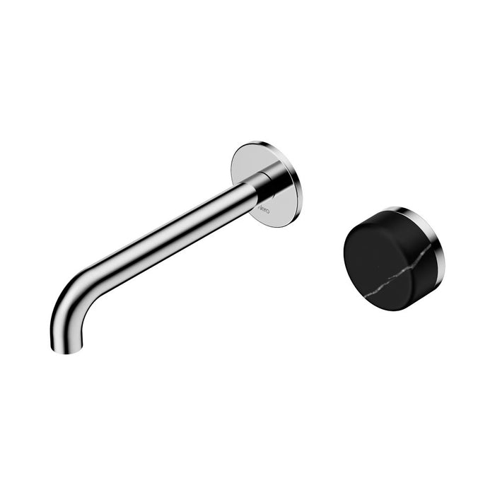 185mm Nero Serenity Progressive Lead-Free DZR Brass Wall Basin Mixer With Marquina Black Handle