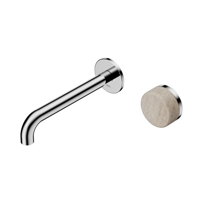 185mm Nero Serenity Progressive Lead-Free DZR Brass Wall Basin Mixer With Rome Travertine Handle