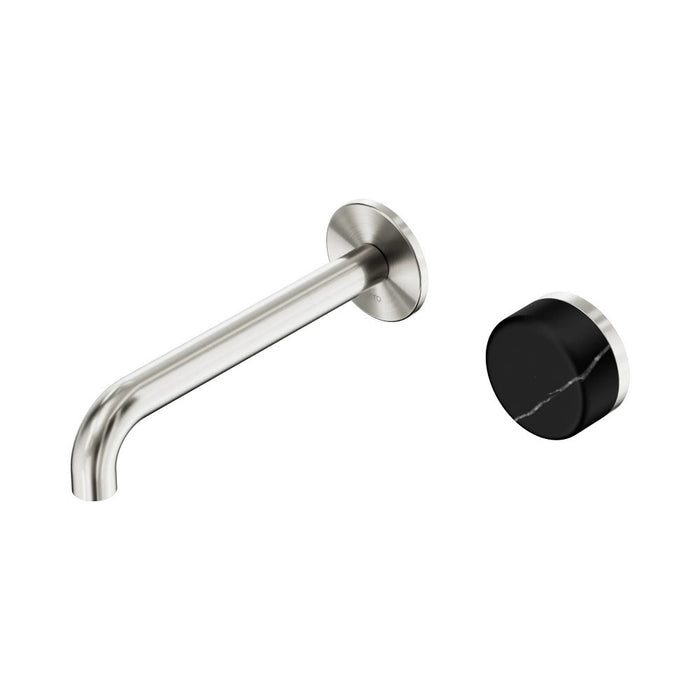 185mm Nero Serenity Progressive Lead-Free DZR Brass Wall Basin Mixer With Marquina Black Handle