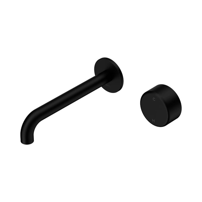 185mm Nero Serenity Progressive Lead-Free DZR Brass Wall Basin Mixer With Metal Handle