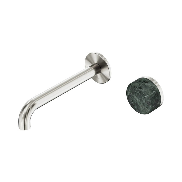 185mm Nero Serenity Progressive Lead-Free DZR Brass Wall Basin Mixer With Verde Alpi Handle
