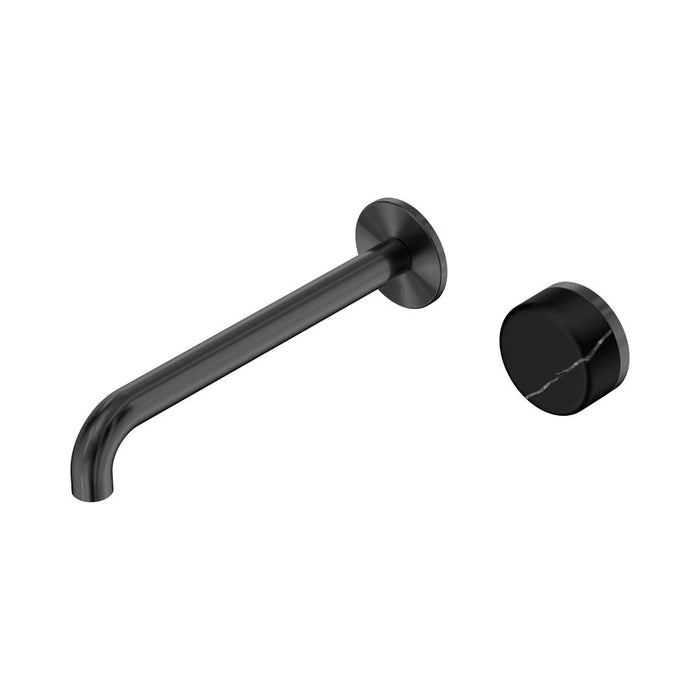 220mm Nero Serenity Progressive Lead-Free DZR Brass Wall Basin Mixer With Marquina Black Handle