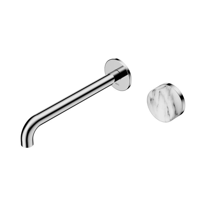 220mm Nero Serenity Progressive Lead-Free DZR Brass Wall Basin Mixer With Arabescato Corchia Handle
