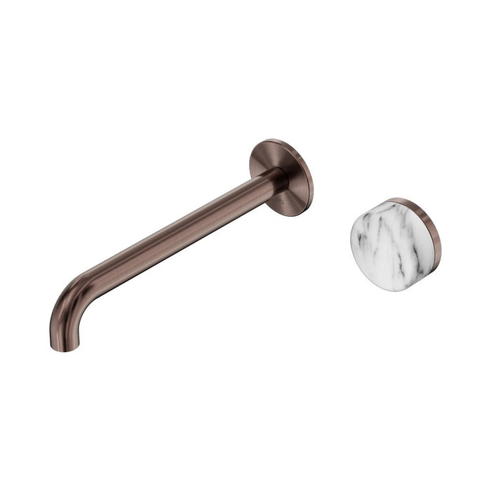 220mm Nero Serenity Progressive Lead-Free DZR Brass Wall Basin Mixer With Arabescato Corchia Handle