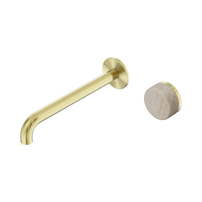 220mm Nero Serenity Progressive Lead-Free DZR Brass Wall Basin Mixer With Rome Travertine Handle