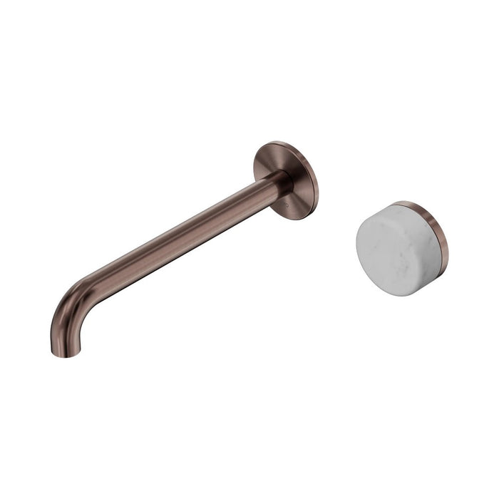220mm Nero Serenity Progressive Lead-Free DZR Brass Wall Basin Mixer With Carrara Handle