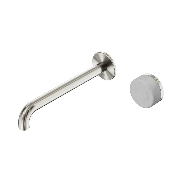 220mm Nero Serenity Progressive Lead-Free DZR Brass Wall Basin Mixer With Carrara Handle