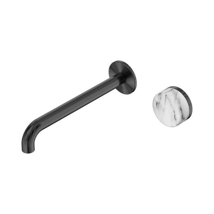 220mm Nero Serenity Progressive Lead-Free DZR Brass Wall Basin Mixer With Arabescato Corchia Handle