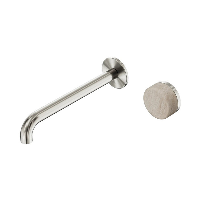220mm Nero Serenity Progressive Lead-Free DZR Brass Wall Basin Mixer With Rome Travertine Handle