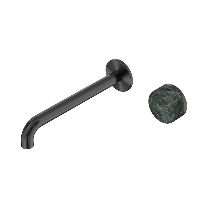 220mm Nero Serenity Progressive Lead-Free DZR Brass Wall Basin Mixer With Verde Alpi Handle