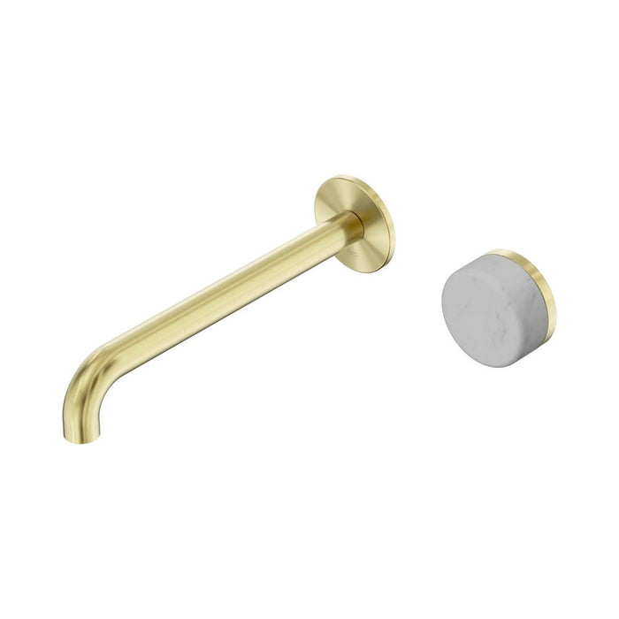 220mm Nero Serenity Progressive Lead-Free DZR Brass Wall Basin Mixer With Carrara Handle