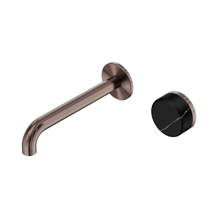185mm Nero Serenity Progressive Lead-Free DZR Brass Wall Basin Mixer With Marquina Black Handle