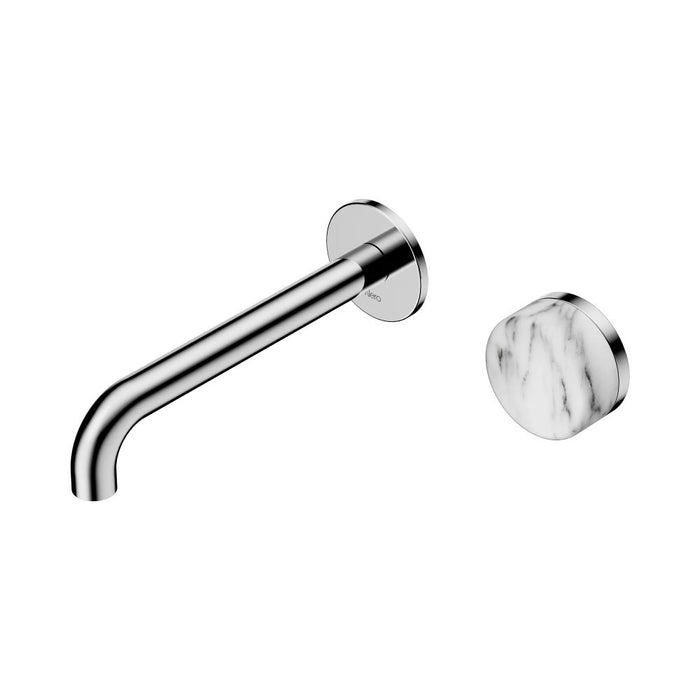 185mm Nero Serenity Progressive Lead-Free DZR Brass Wall Basin Mixer With Arabescato Corchia Handle