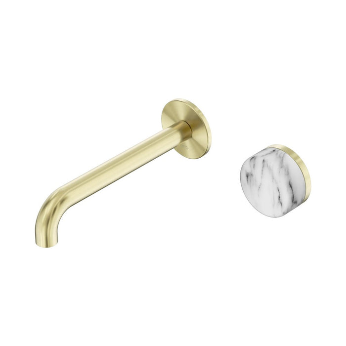 185mm Nero Serenity Progressive Lead-Free DZR Brass Wall Basin Mixer With Arabescato Corchia Handle