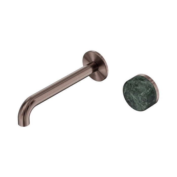 185mm Nero Serenity Progressive Lead-Free DZR Brass Wall Basin Mixer With Verde Alpi Handle