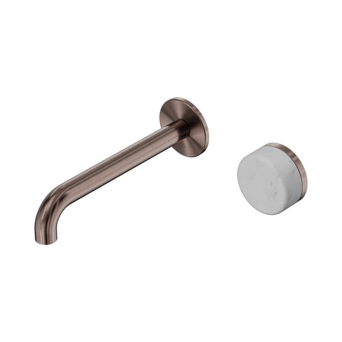 185mm Nero Serenity Progressive Lead-Free DZR Brass Wall Basin Mixer With Carrara Handle