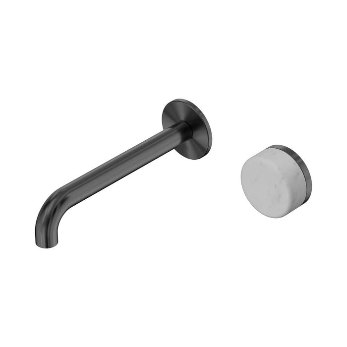 185mm Nero Serenity Progressive Lead-Free DZR Brass Wall Basin Mixer With Carrara Handle
