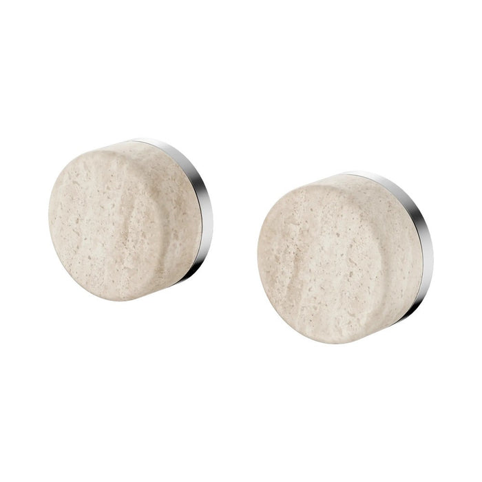 Nero Serenity Lead-Free DZR Brass & Natural Marble Wall Top Assemblies With Rome Travertine Handle