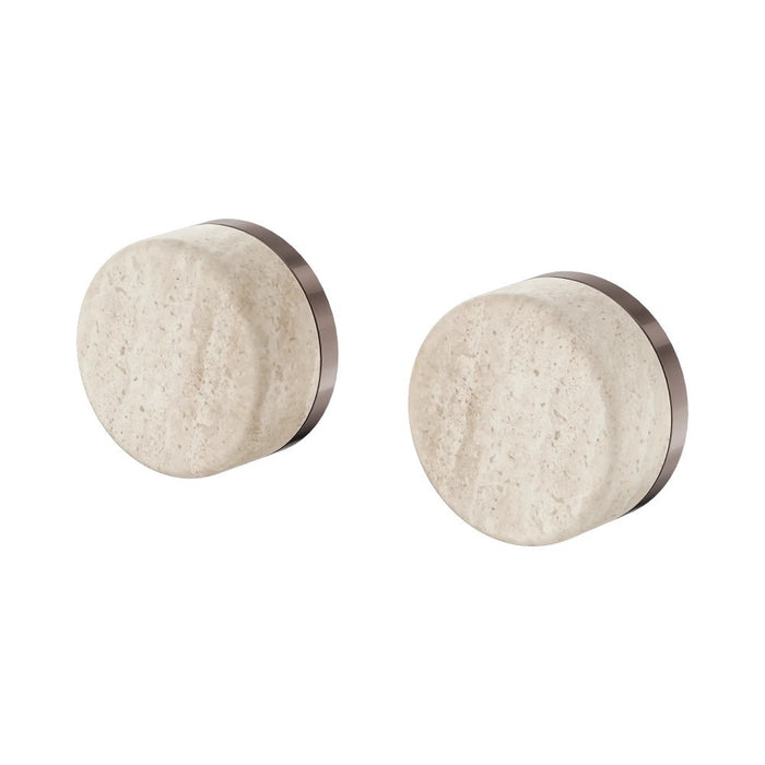 Nero Serenity Lead-Free DZR Brass & Natural Marble Wall Top Assemblies With Rome Travertine Handle