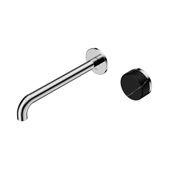 220mm Nero Serenity Progressive Lead-Free DZR Brass Wall Basin Mixer With Marquina Black Handle