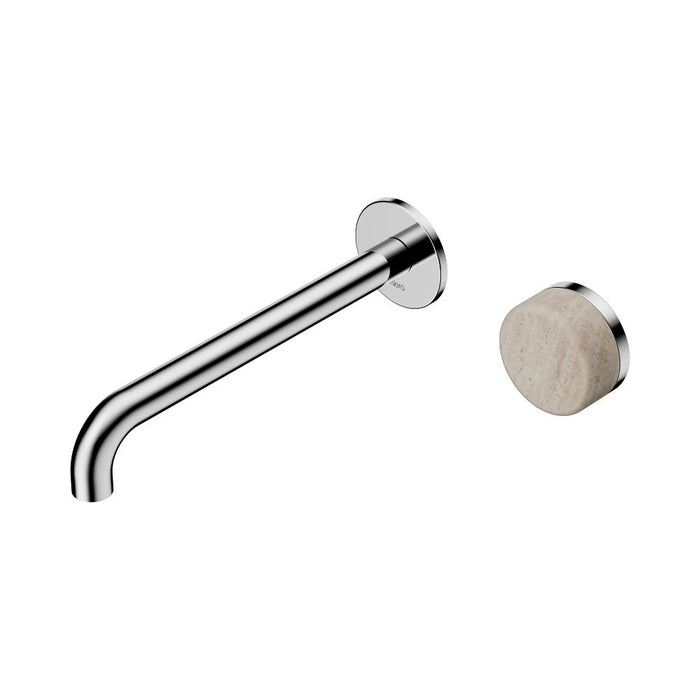 220mm Nero Serenity Progressive Lead-Free DZR Brass Wall Basin Mixer With Rome Travertine Handle
