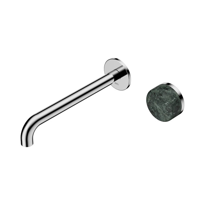 220mm Nero Serenity Progressive Lead-Free DZR Brass Wall Basin Mixer With Verde Alpi Handle