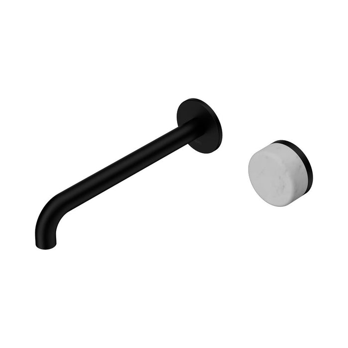220mm Nero Serenity Progressive Lead-Free DZR Brass Wall Basin Mixer With Carrara Handle