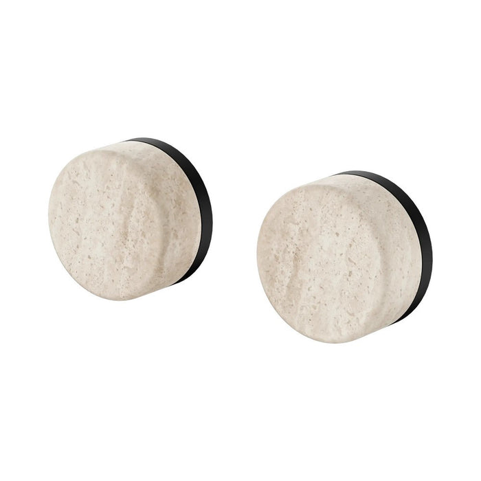 Nero Serenity Lead-Free DZR Brass & Natural Marble Wall Top Assemblies With Rome Travertine Handle