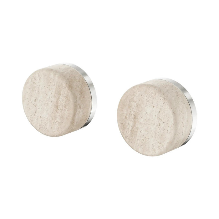 Nero Serenity Lead-Free DZR Brass & Natural Marble Wall Top Assemblies With Rome Travertine Handle