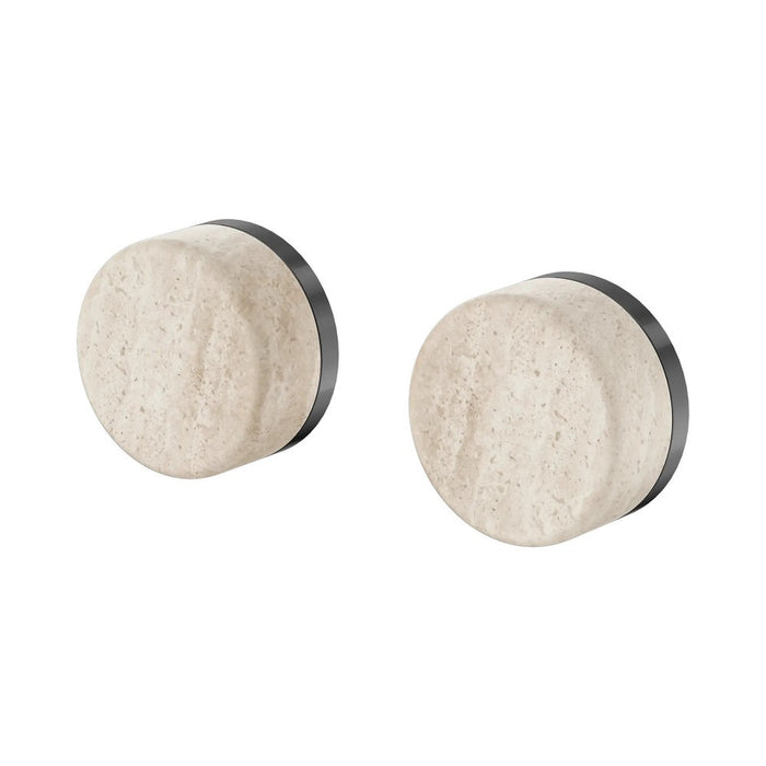 Nero Serenity Lead-Free DZR Brass & Natural Marble Wall Top Assemblies With Rome Travertine Handle