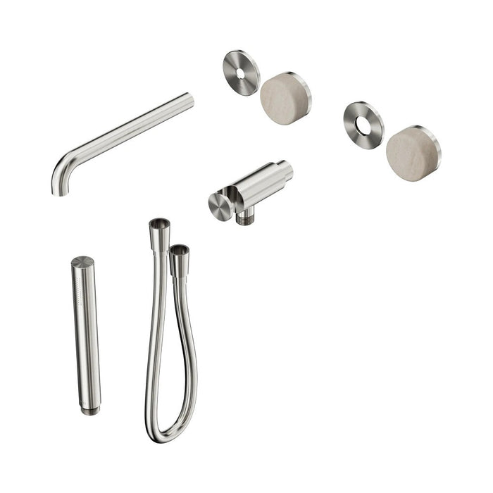 Nero Serenity Progressive Shower System With Spout And Slim Shower - Rome Travertine Handle