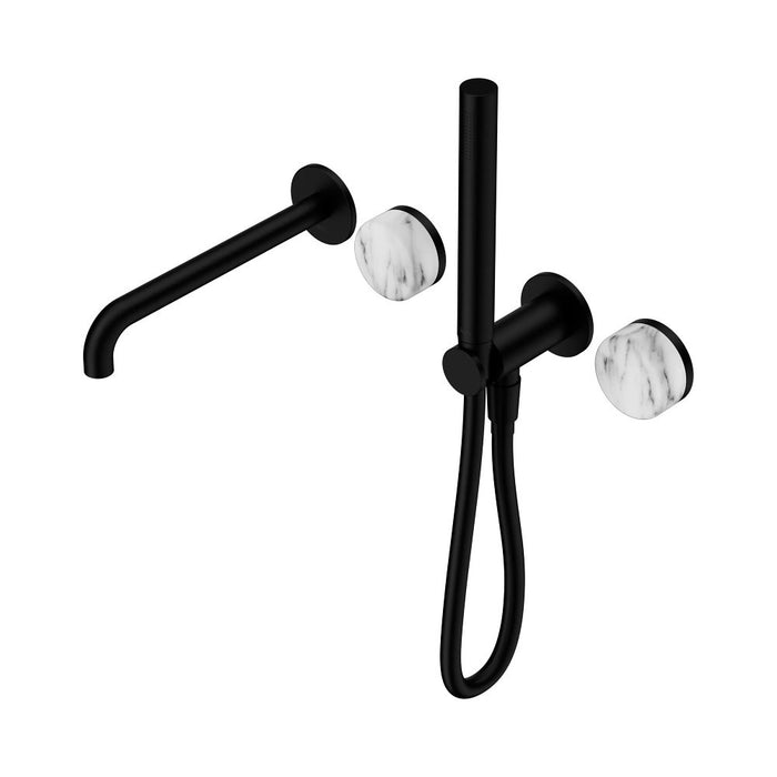 Nero Serenity Progressive Shower System With Spout And Slim Shower - Arabescato Corchia Handle