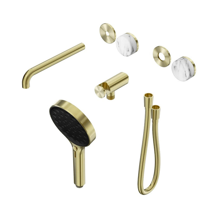 Nero Serenity Progressive Shower System With Spout And Hand Shower - Arabescato Corchia Handle