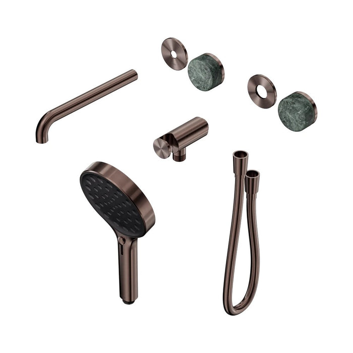 Nero Serenity Progressive Shower System With Spout And Hand Shower - Verde Alpi Handle