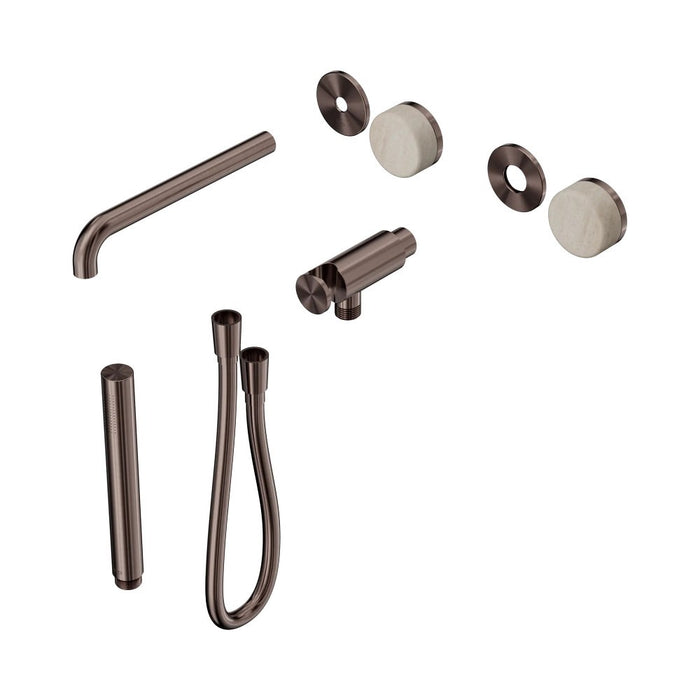 Nero Serenity Progressive Shower System With Spout And Slim Shower - Rome Travertine Handle