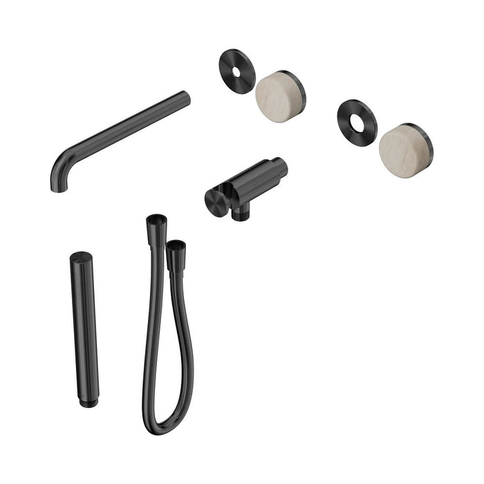 Nero Serenity Progressive Shower System With Spout And Slim Shower - Rome Travertine Handle