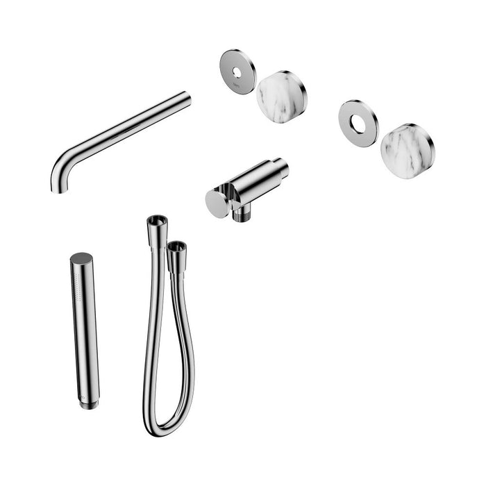 Nero Serenity Progressive Shower System With Spout And Slim Shower - Arabescato Corchia Handle