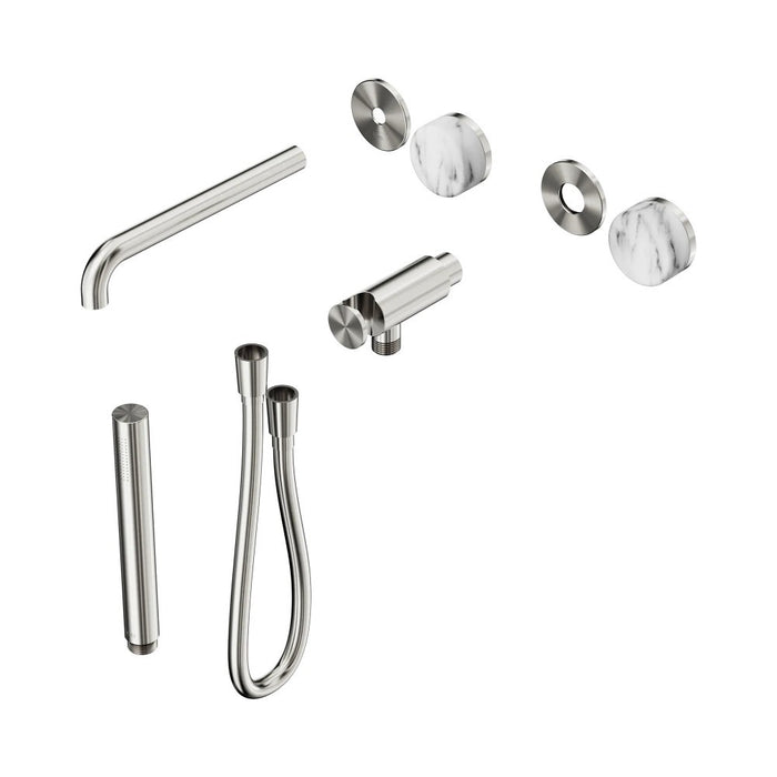 Nero Serenity Progressive Shower System With Spout And Slim Shower - Arabescato Corchia Handle