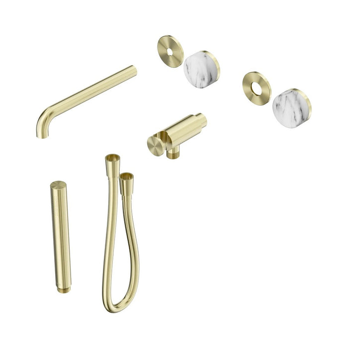 Nero Serenity Progressive Shower System With Spout And Slim Shower - Arabescato Corchia Handle