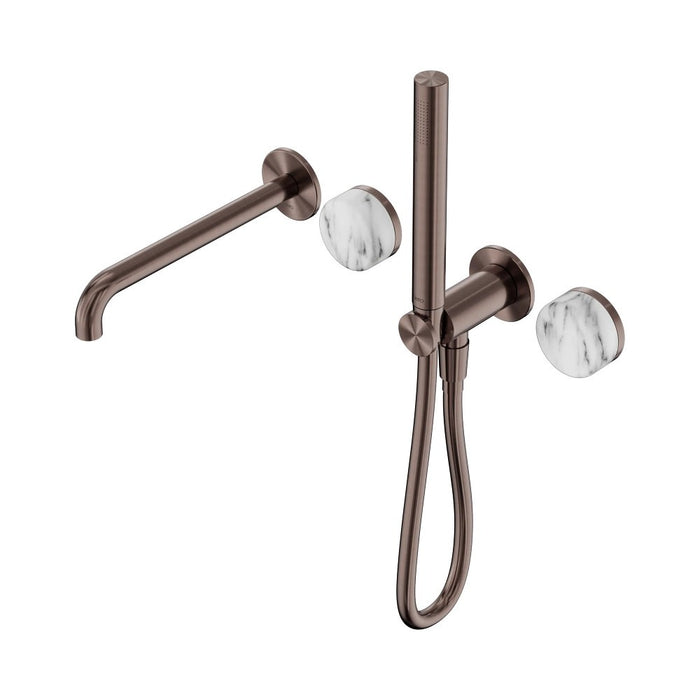 Nero Serenity Progressive Shower System With Spout And Slim Shower - Arabescato Corchia Handle
