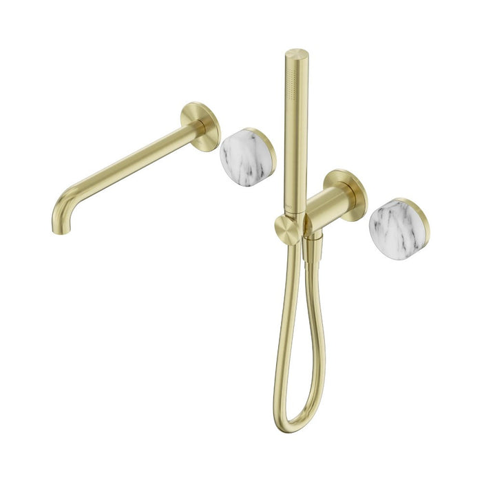 Nero Serenity Progressive Shower System With Spout And Slim Shower - Arabescato Corchia Handle