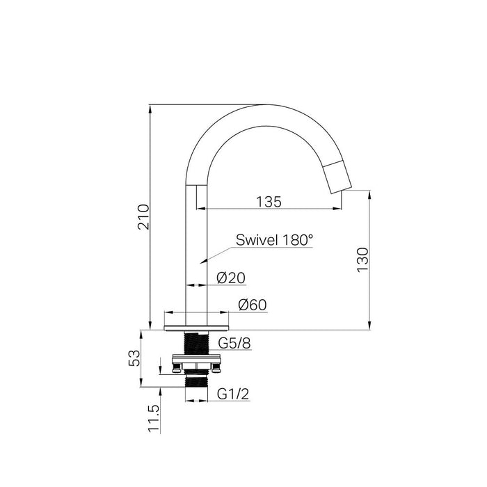 Nero Serenity Lead-Free DZR Brass Basin Arc Spout