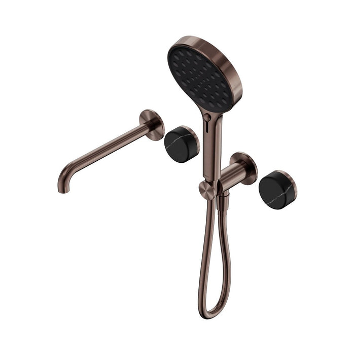 Nero Serenity Progressive Shower System With Spout And Hand Shower - Marquina Black Handle