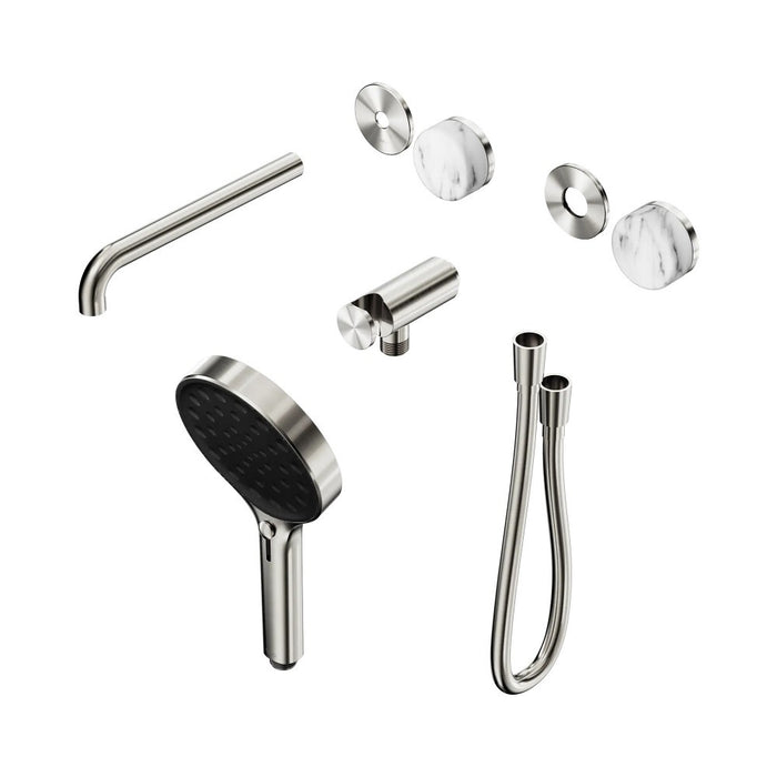 Nero Serenity Progressive Shower System With Spout And Hand Shower - Arabescato Corchia Handle